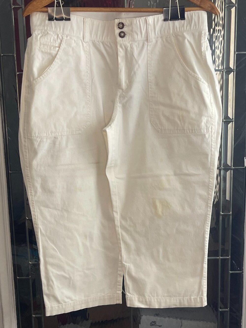 Dockers Womens White Crops Capris Pants Size 10 Comfort Stretch Waistband